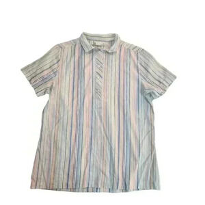 Vintage Queen Casuals Shirt Sz 14 Part Button Up Multicolor Striped *See Descrip